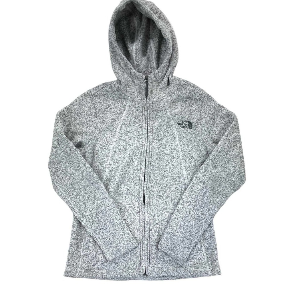 The North Face Crescent Full Zip Fleece Hoodie Jacket Heather Gray Medium NWOT‎